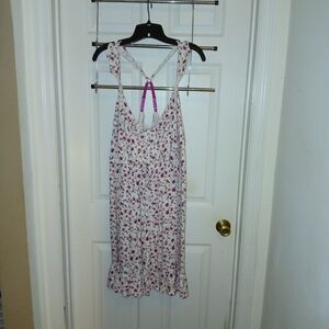 Cacique White and Pink Floral Chemise Size 26/28
